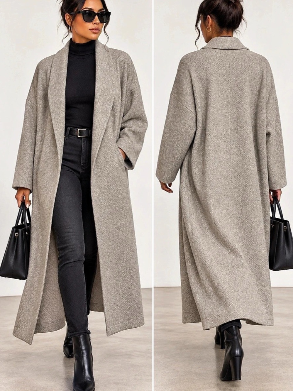 AYR The Robe Coat Wool Gray Long Coat Size M-L. Professionally cleaned.